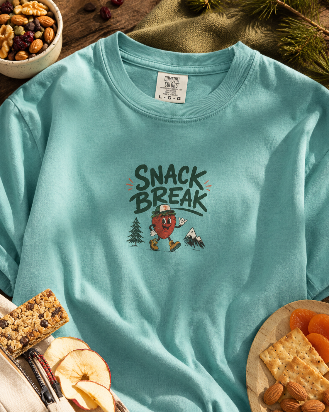 Snack Break strawberry outdoor graphic T-shirt alternate view 4