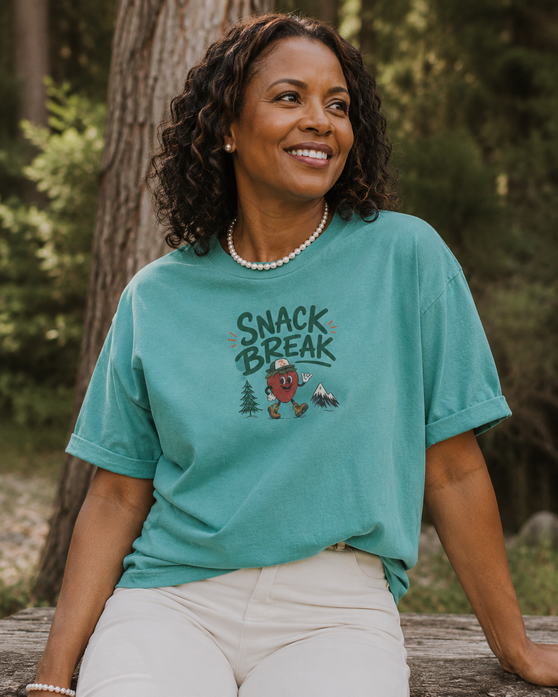 Snack Break — Funny Outdoor Strawberry Graphic T-Shirt