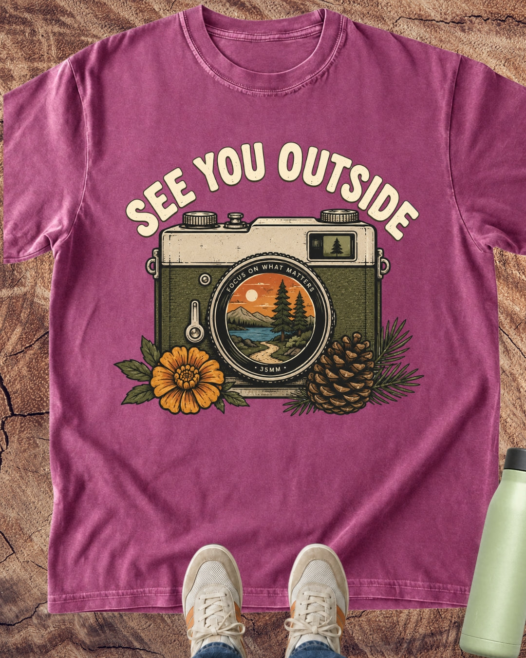 See You Outside Vintage Camera T-Shirt