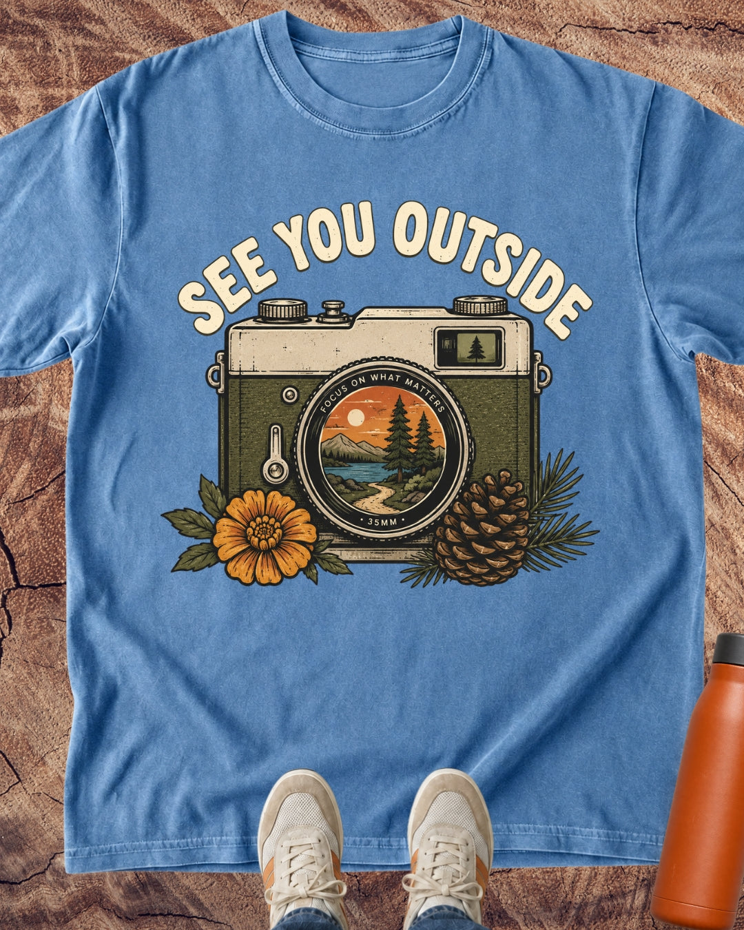 See You Outside Vintage Camera T-Shirt