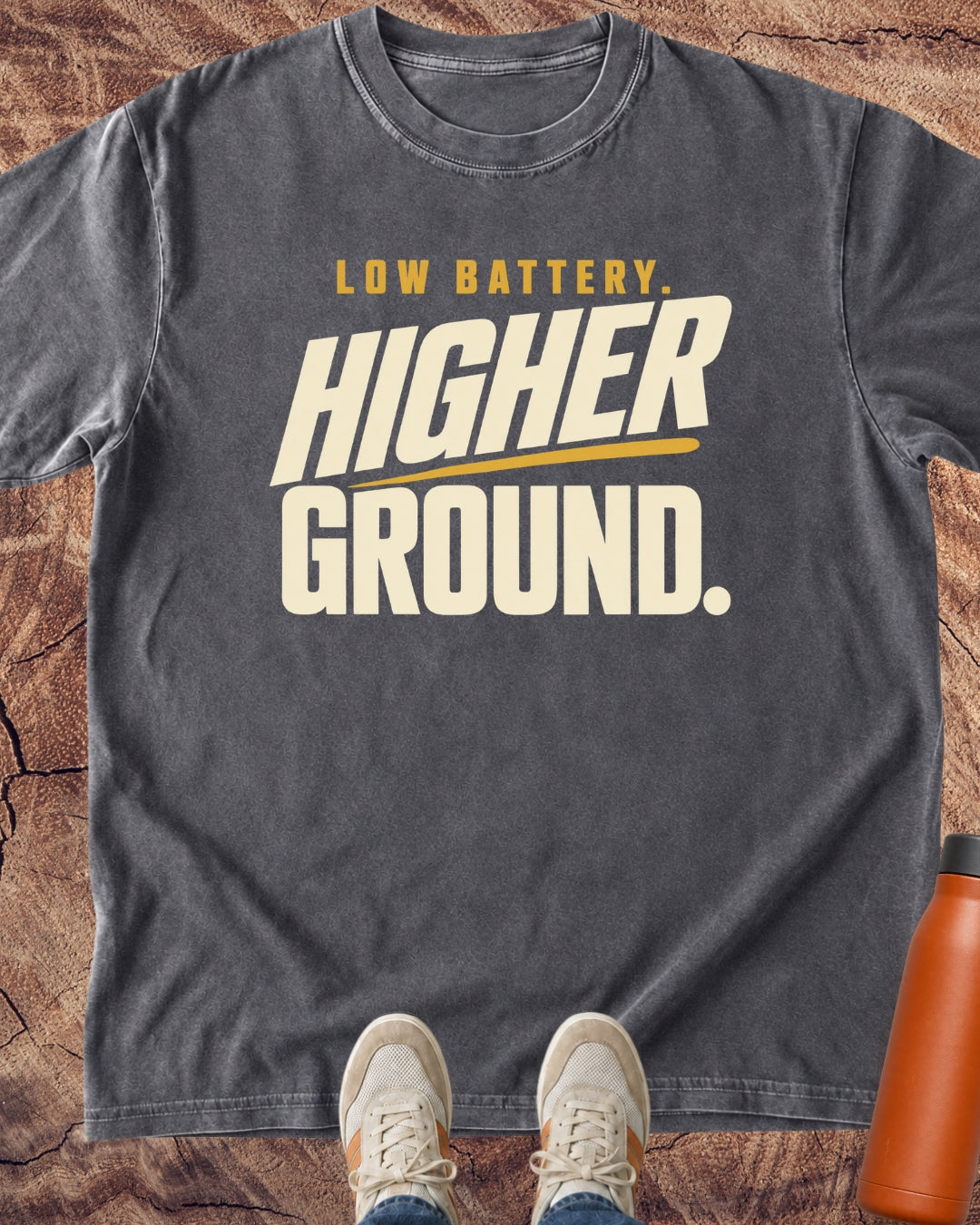 Low Battery, Higher Ground Hiking T-Shirt
