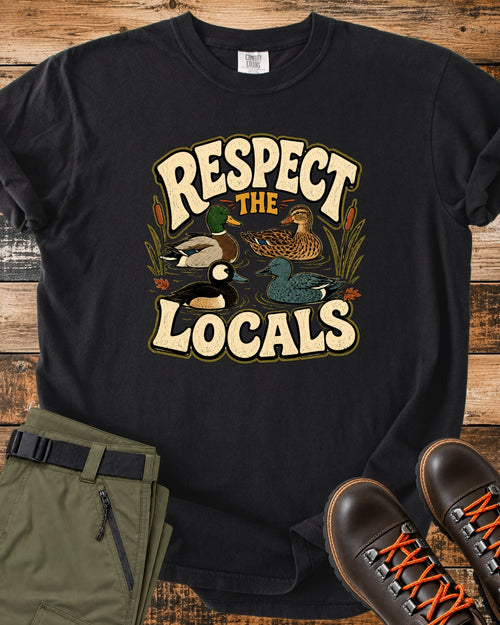 Respect the Locals duck graphic T-shirt product mockup