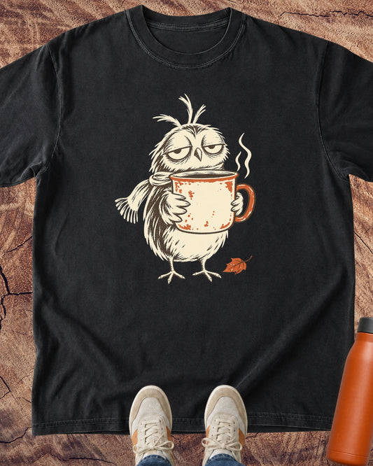 Coffee Before Conversation Owl T-Shirt