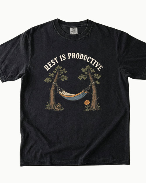 Rest Is Productive slow living T-shirt product mockup