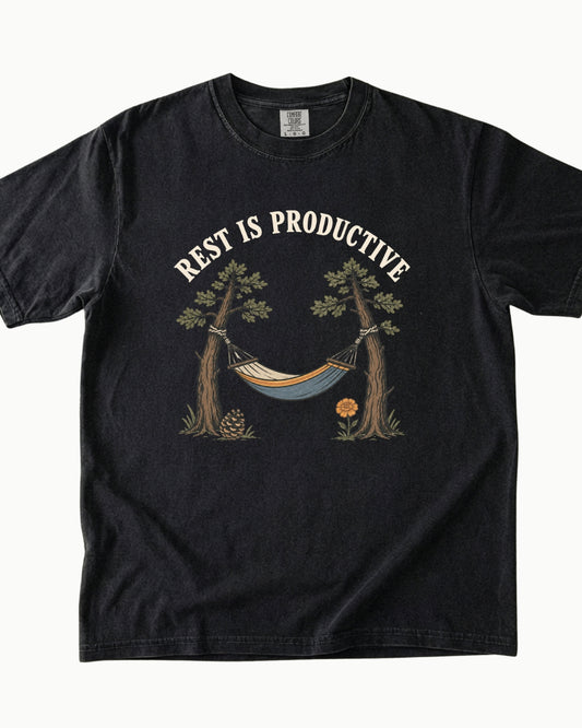 Rest Is Productive slow living T-shirt product mockup