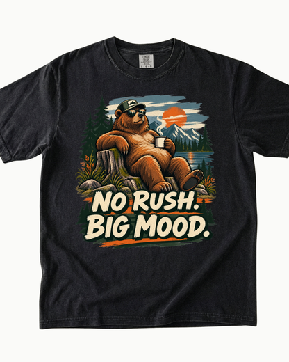No Rush Big Mood bear mountain sunset T-shirt alternate view 2