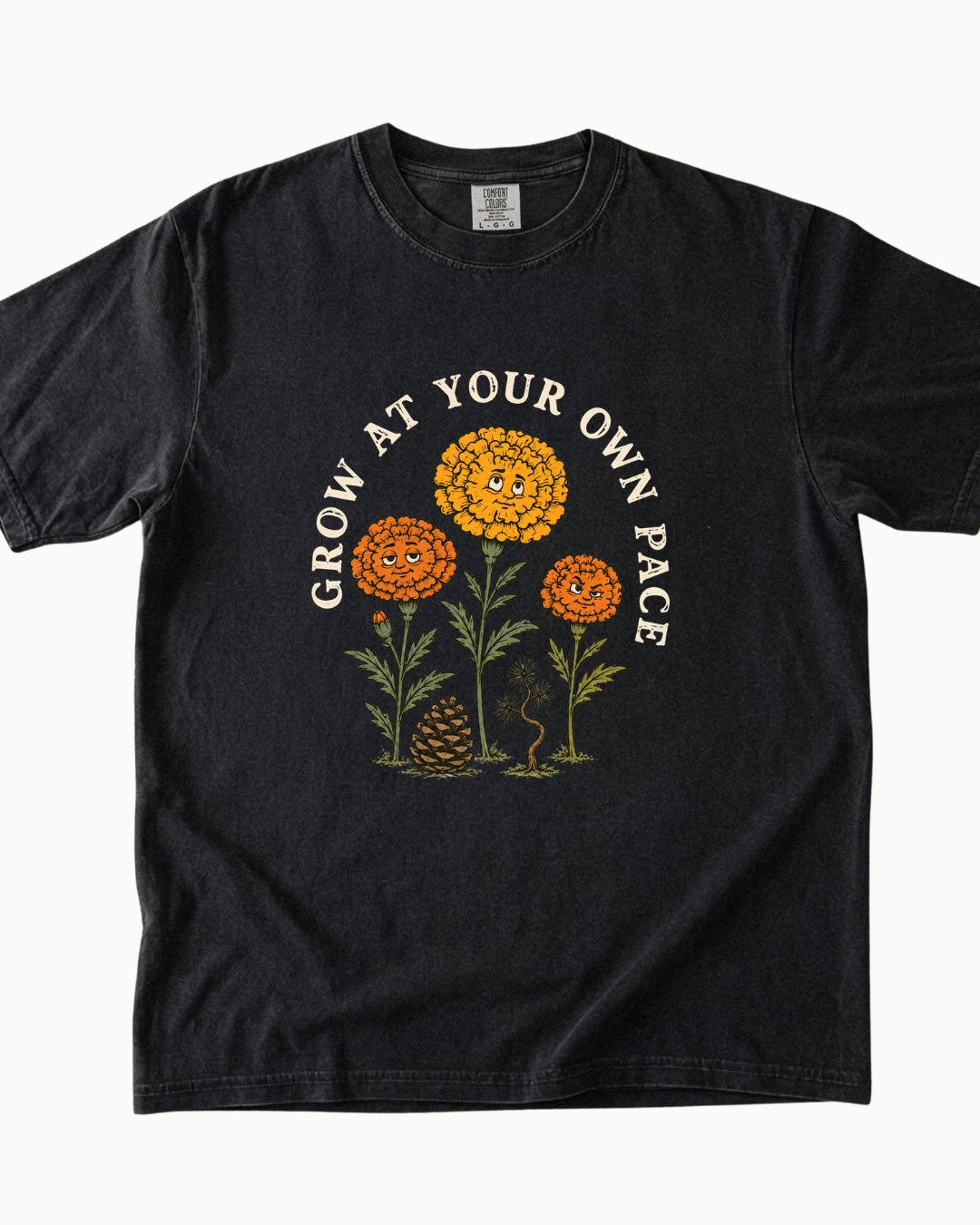 Grow at Your Own Pace nature graphic T-shirt product mockup