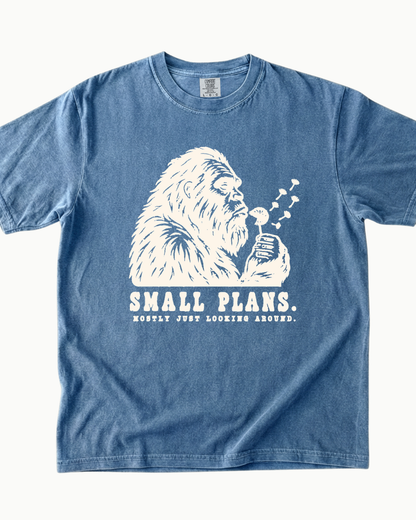 Small Plans Bigfoot blowing dandelion T-shirt alternate view 3