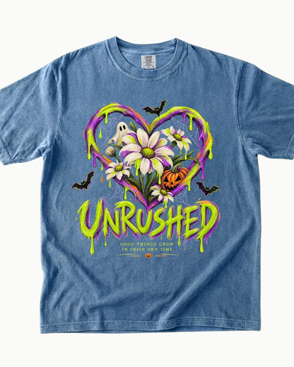 Unrushed Spooky Floral Halloween T-Shirt