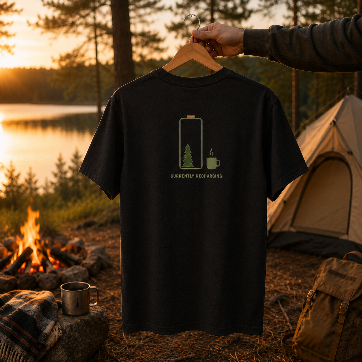 Currently Recharging — Nature Battery Graphic T-Shirt