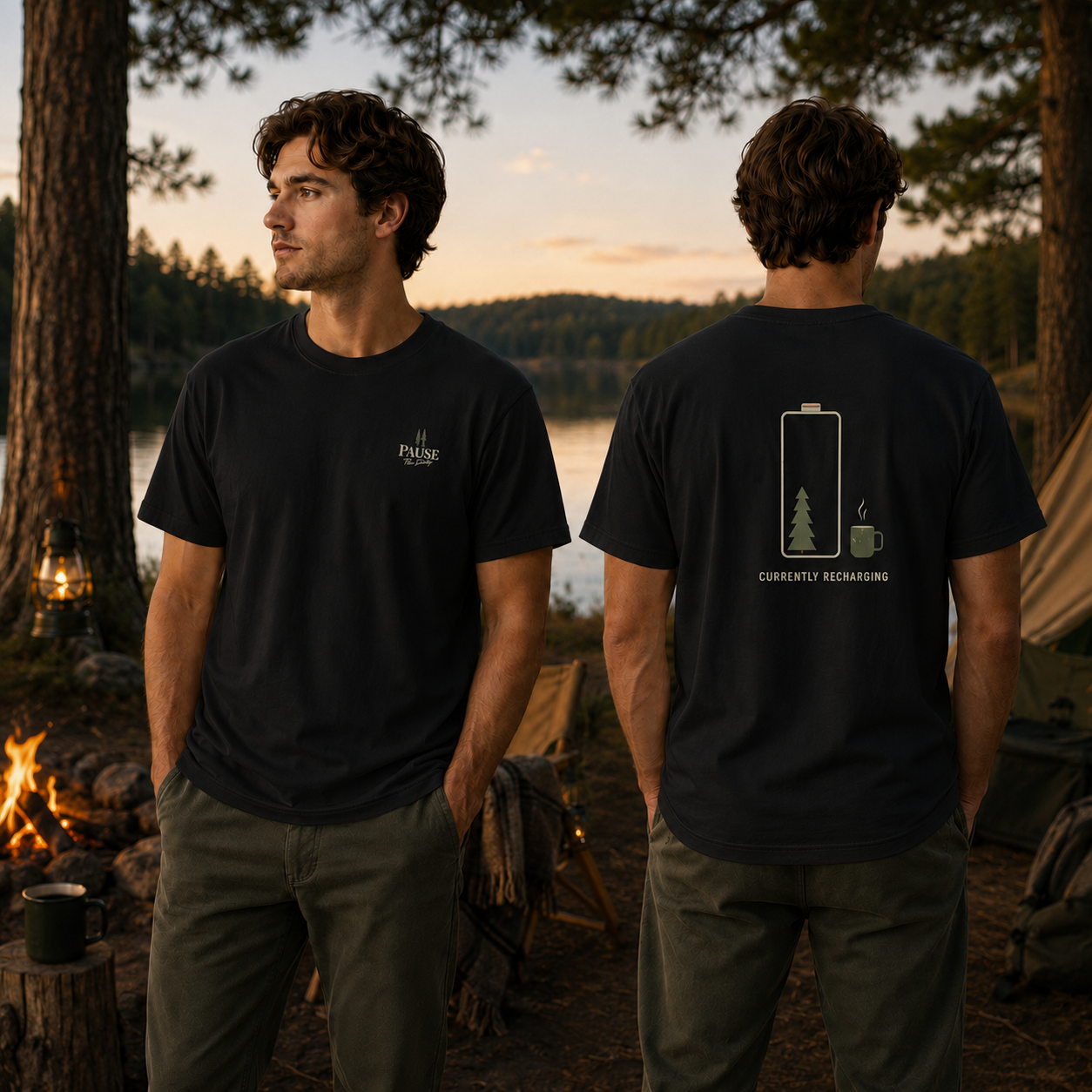 Currently Recharging — Nature Battery Graphic T-Shirt