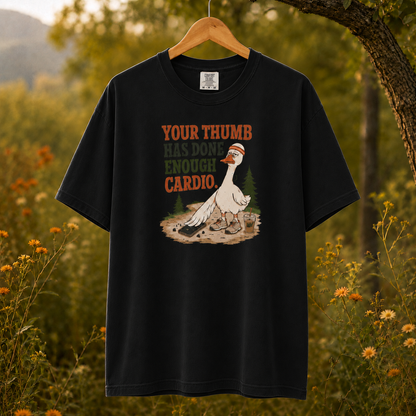 Thumb Cardio Retired — Funny Goose Graphic T-Shirt