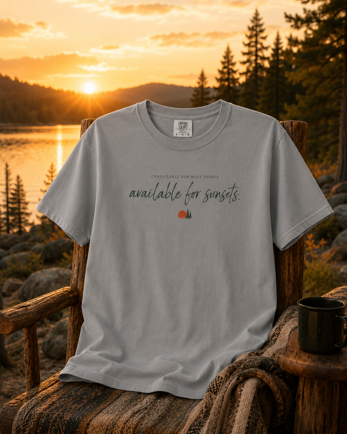 Available for Sunsets — Relaxed Outdoor Graphic T-Shirt