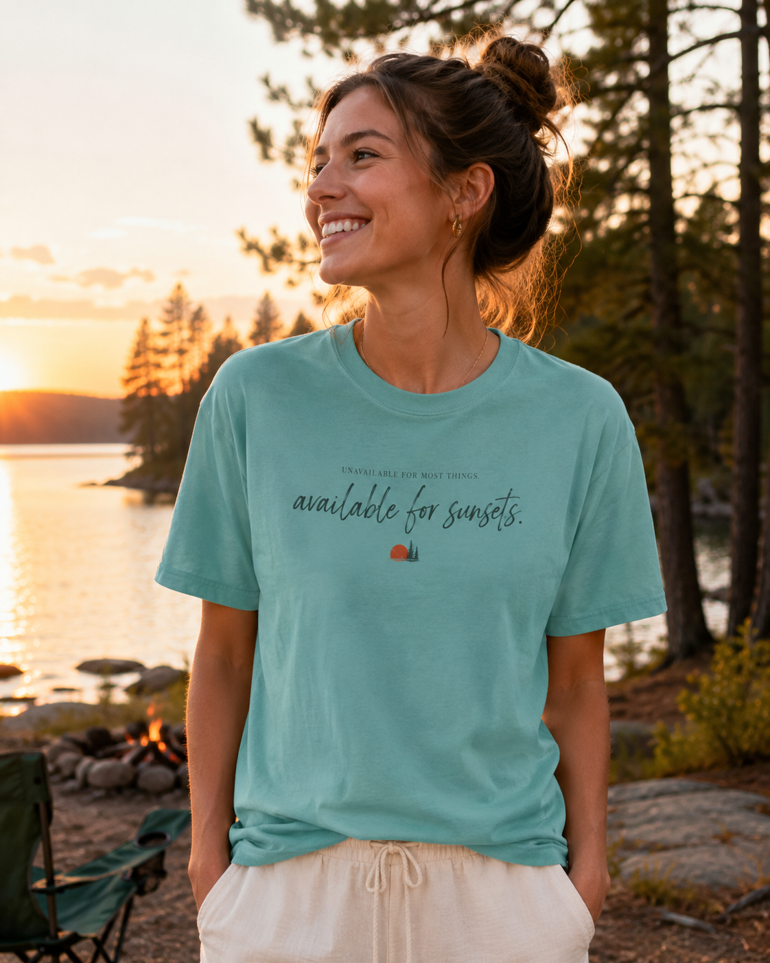 Available for Sunsets — Relaxed Outdoor Graphic T-Shirt