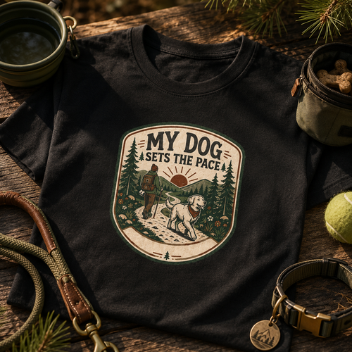 My Dog Sets the Pace — Outdoor Dog Walking Graphic T-Shirt