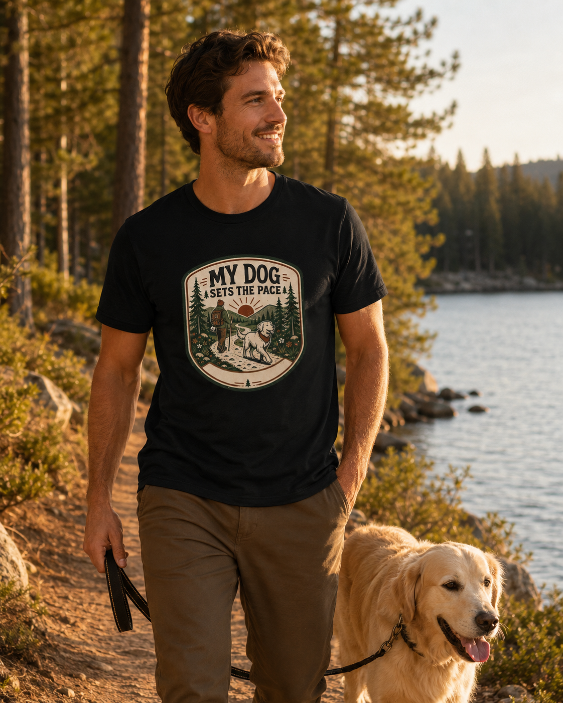 My Dog Sets the Pace — Outdoor Dog Walking Graphic T-Shirt