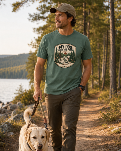 My Dog Sets the Pace — Outdoor Dog Walking Graphic T-Shirt