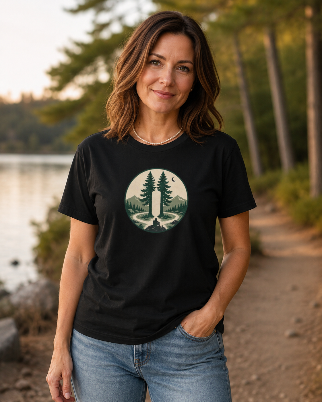 Pause Between the Pines — Quiet Forest Graphic T-Shirt
