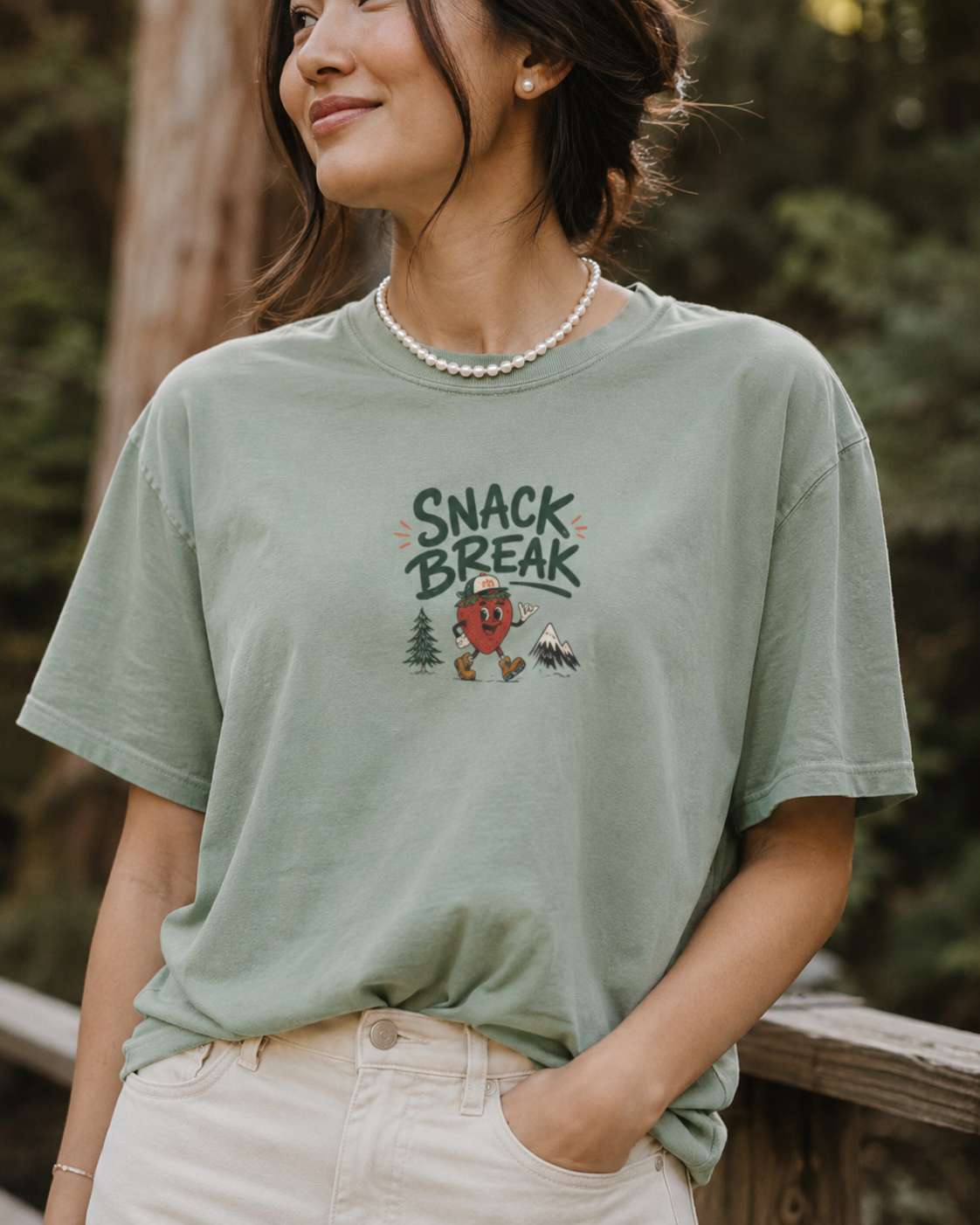 Snack Break — Funny Outdoor Strawberry Graphic T-Shirt
