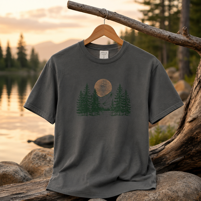 Golden Pines — Mountain Forest Graphic T-Shirt