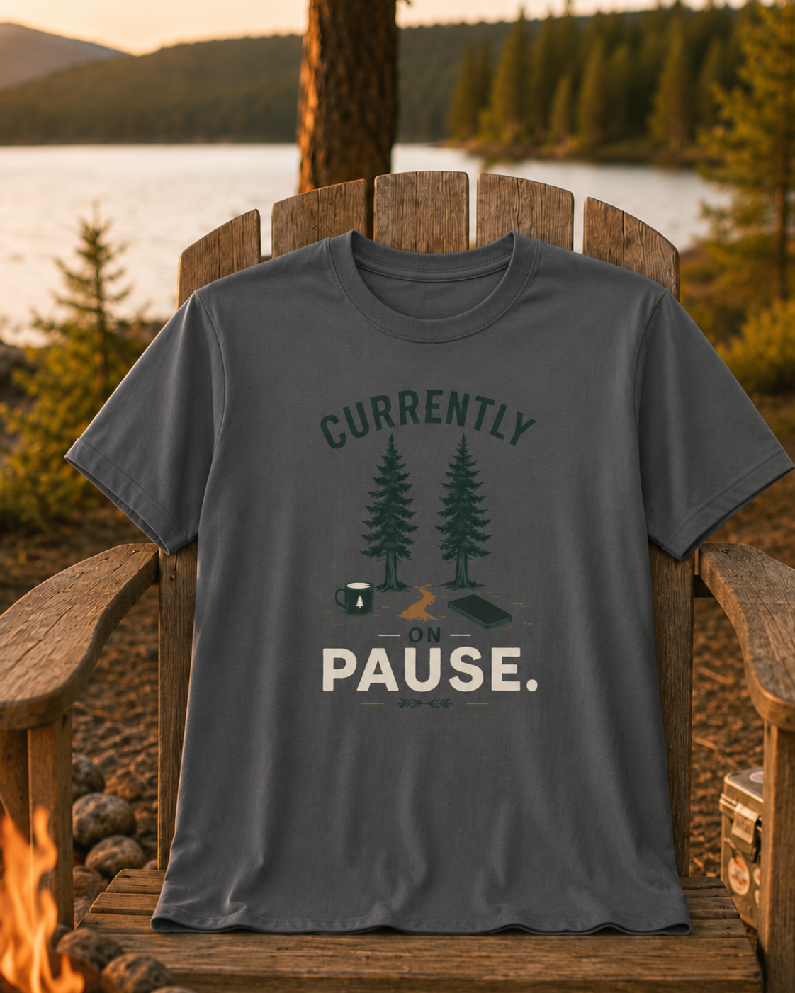 Currently On Pause — Outdoor Camping Graphic T-Shirt