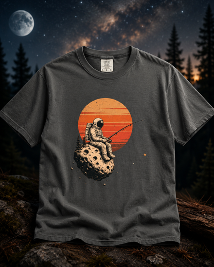 Fishing For Stars Retro Astronaut Space T-Shirt