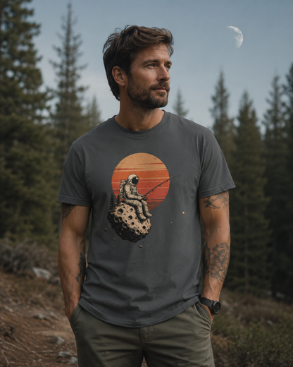Fishing For Stars Retro Astronaut Space T-Shirt