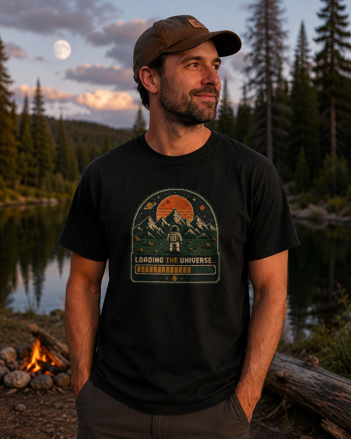 Loading The Universe Retro Astronaut Space T-Shirt