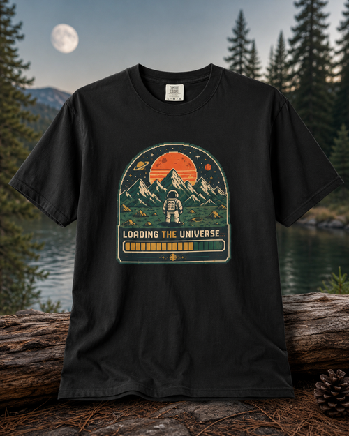 Loading The Universe Retro Astronaut Space T-Shirt