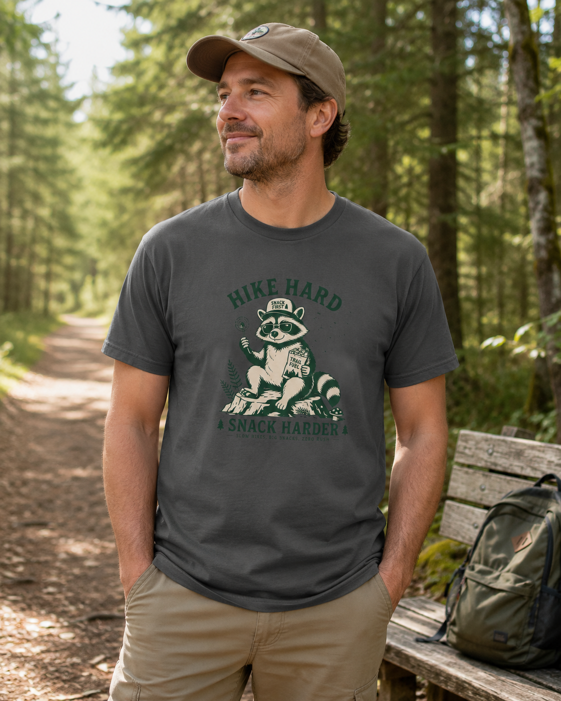 Hike Hard Snack Harder Raccoon T-Shirt