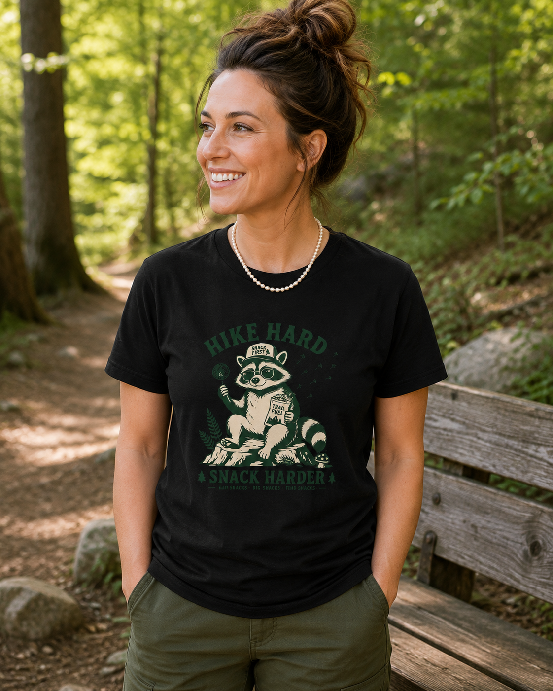 Hike Hard Snack Harder Raccoon T-Shirt