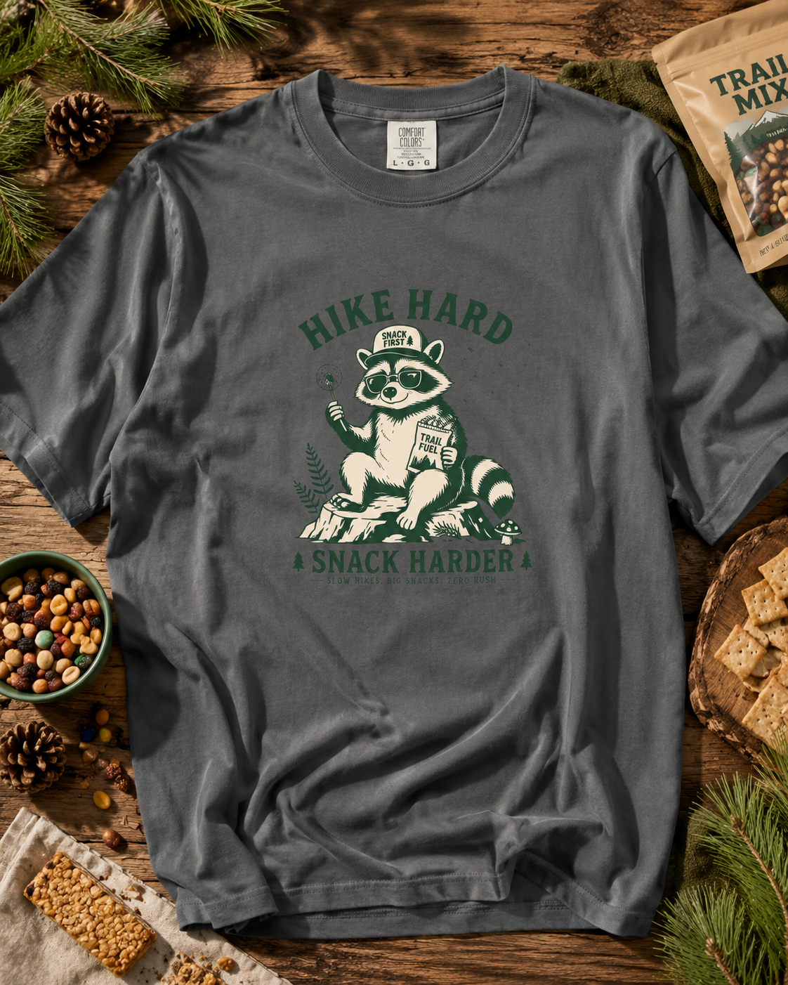 Hike Hard Snack Harder Raccoon T-Shirt