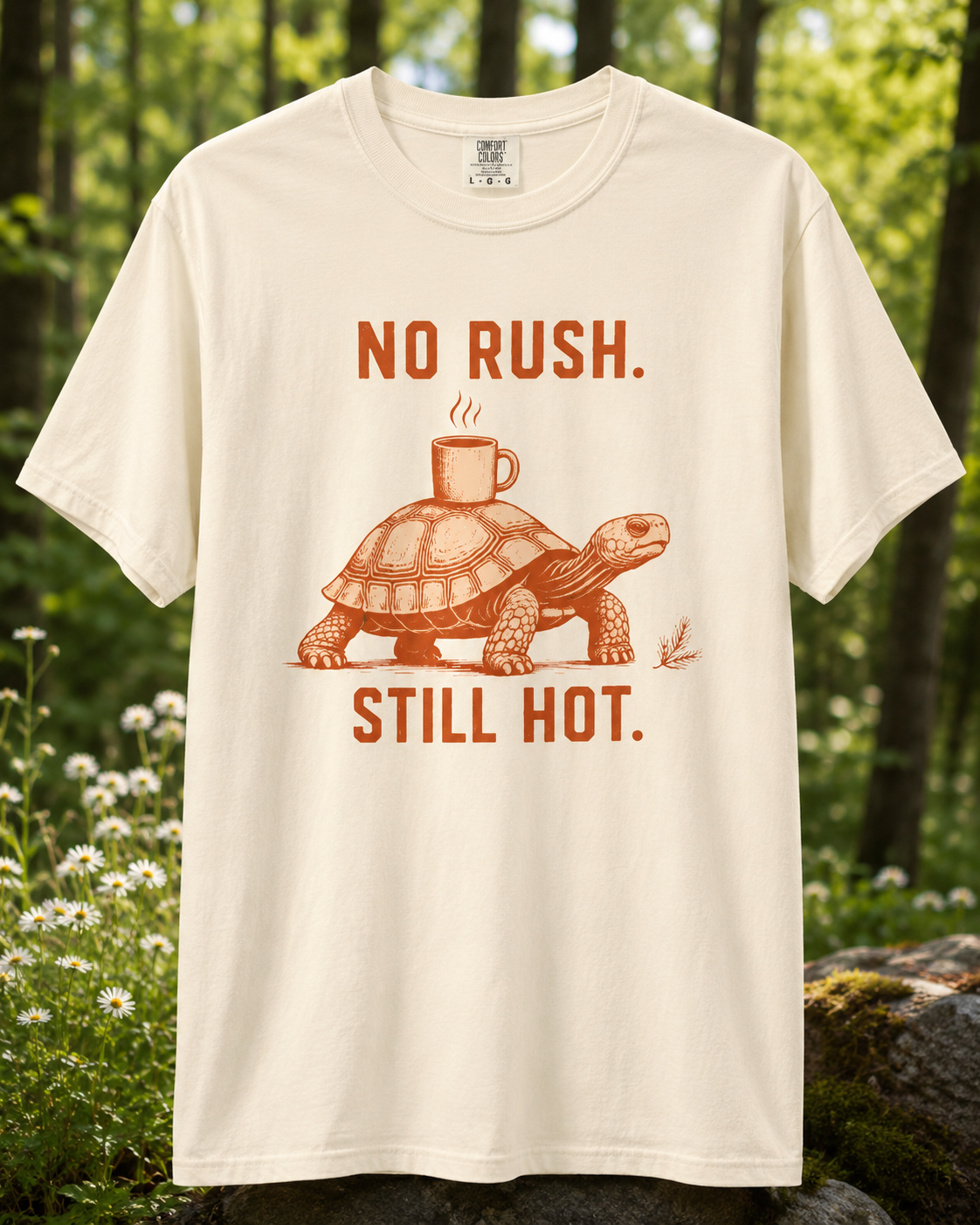 No Rush Still Hot turtle coffee T-shirt alternate view 4