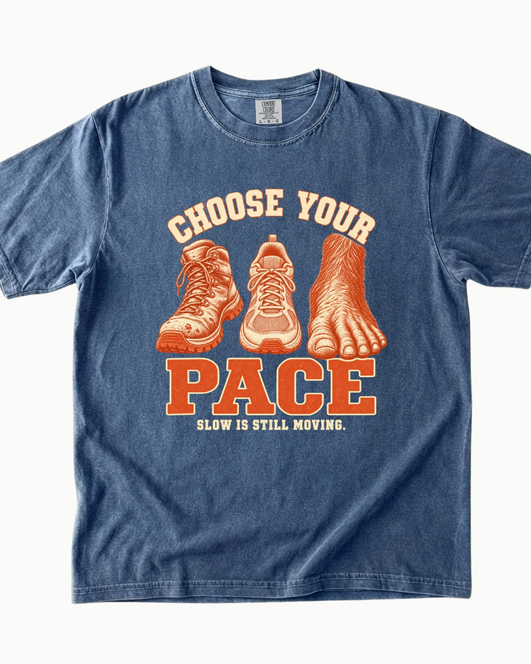 Choose Your Pace outdoor graphic T-shirt in denim
