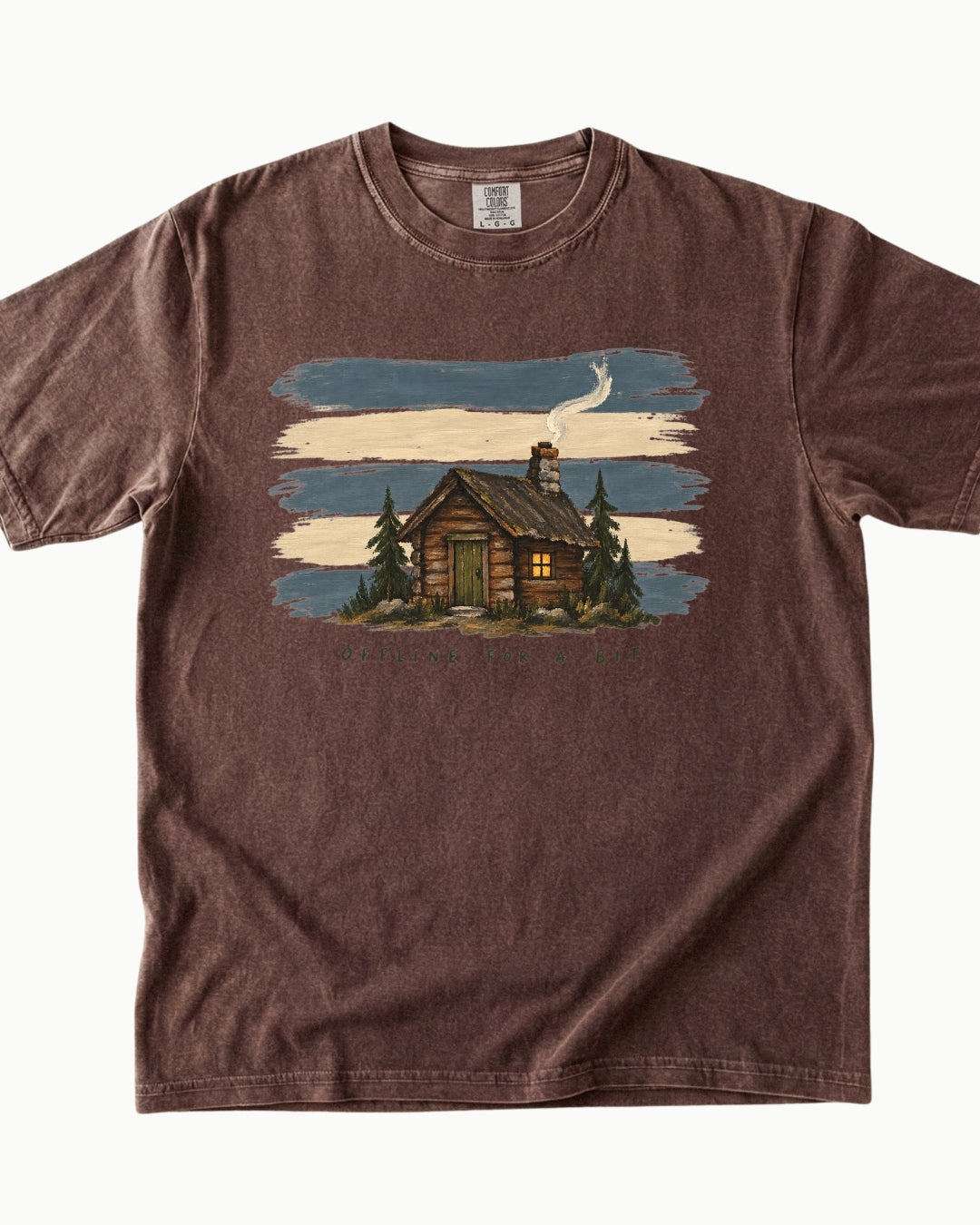 Offline for a Bit cabin nature graphic T-shirt alternate view 5