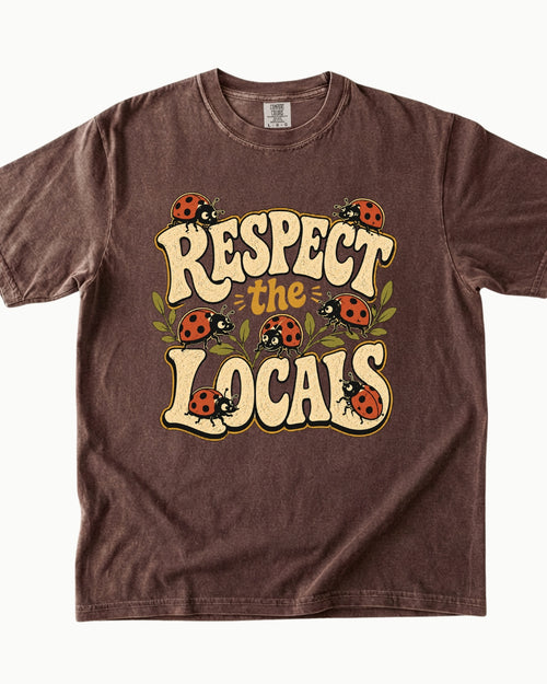 Respect the Locals ladybug graphic T-shirt product mockup