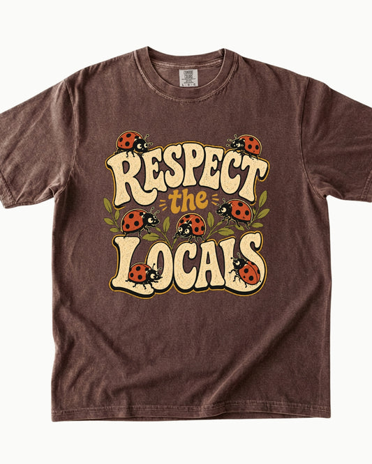 Respect the Locals ladybug graphic T-shirt product mockup
