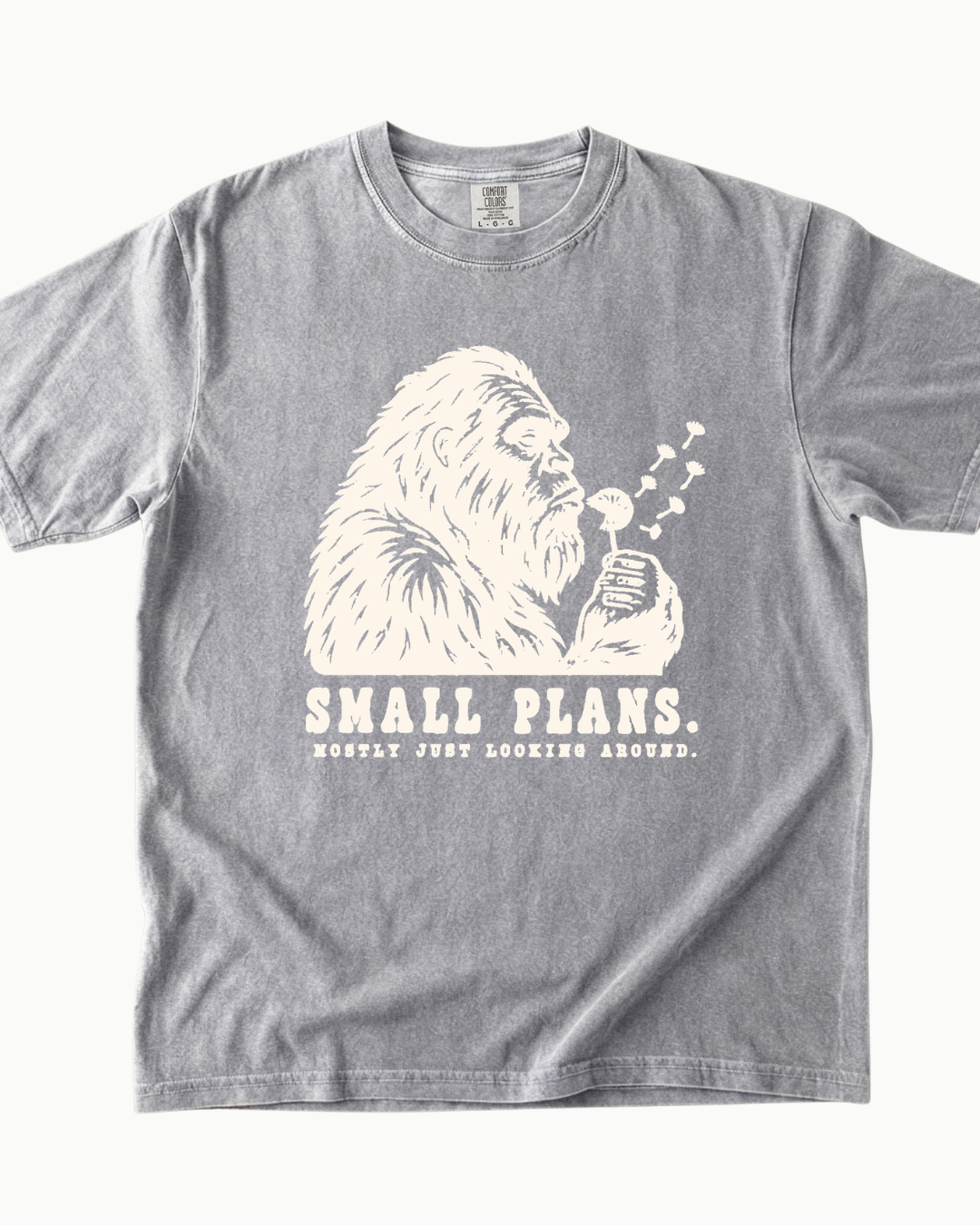 Small Plans Bigfoot blowing dandelion T-shirt alternate view 5