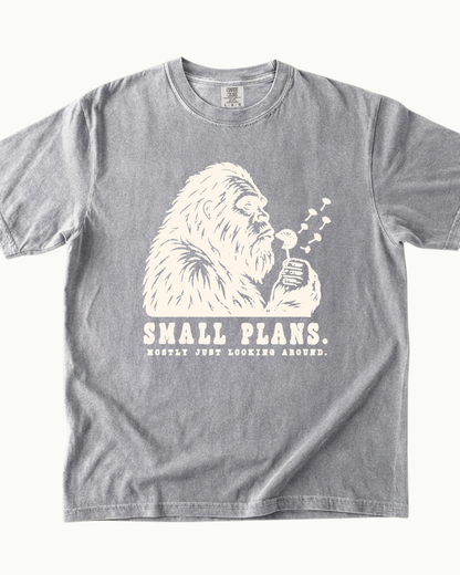 Small Plans Bigfoot blowing dandelion T-shirt alternate view 5