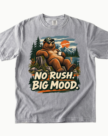 No Rush Big Mood bear mountain sunset T-shirt alternate view 3