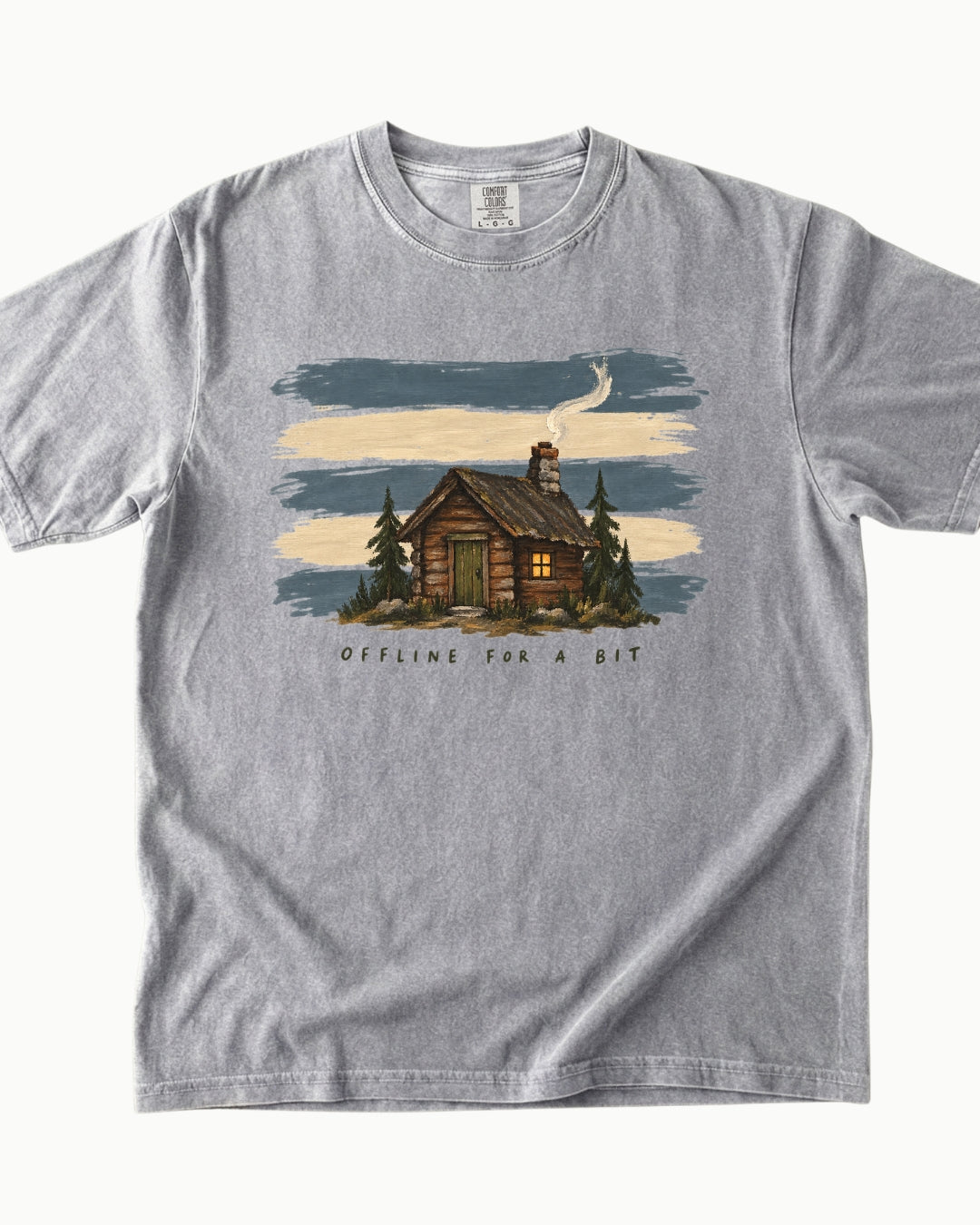 Offline for a Bit cabin nature graphic T-shirt alternate view 2