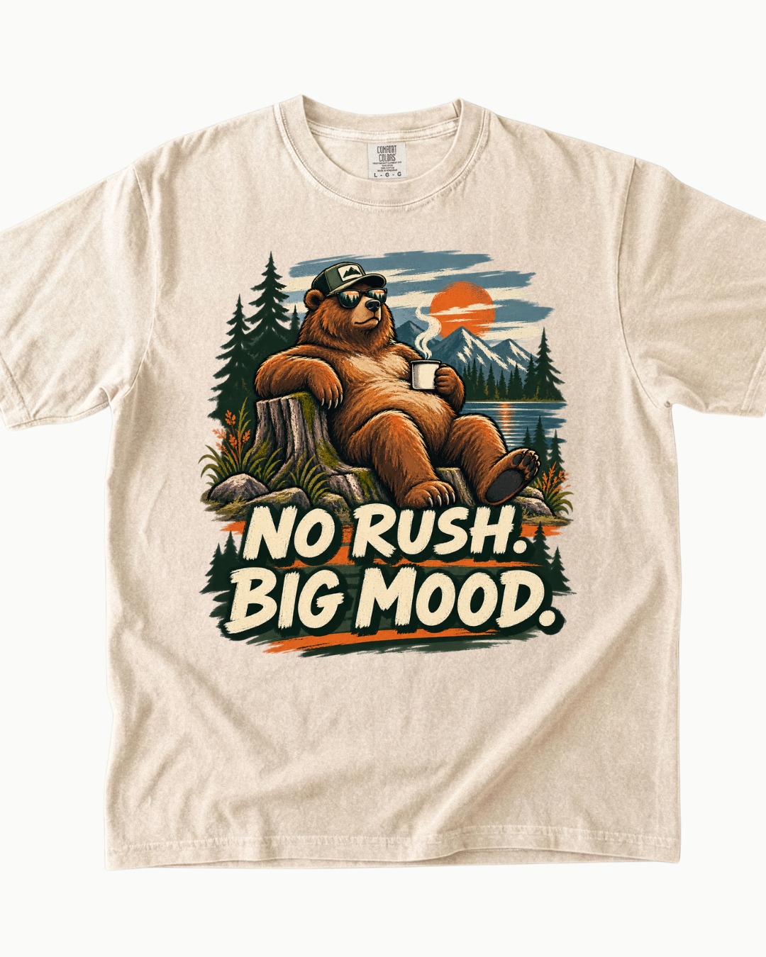 No Rush Big Mood bear mountain sunset T-shirt alternate view 4