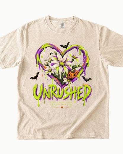 Unrushed Spooky Floral Halloween T-Shirt
