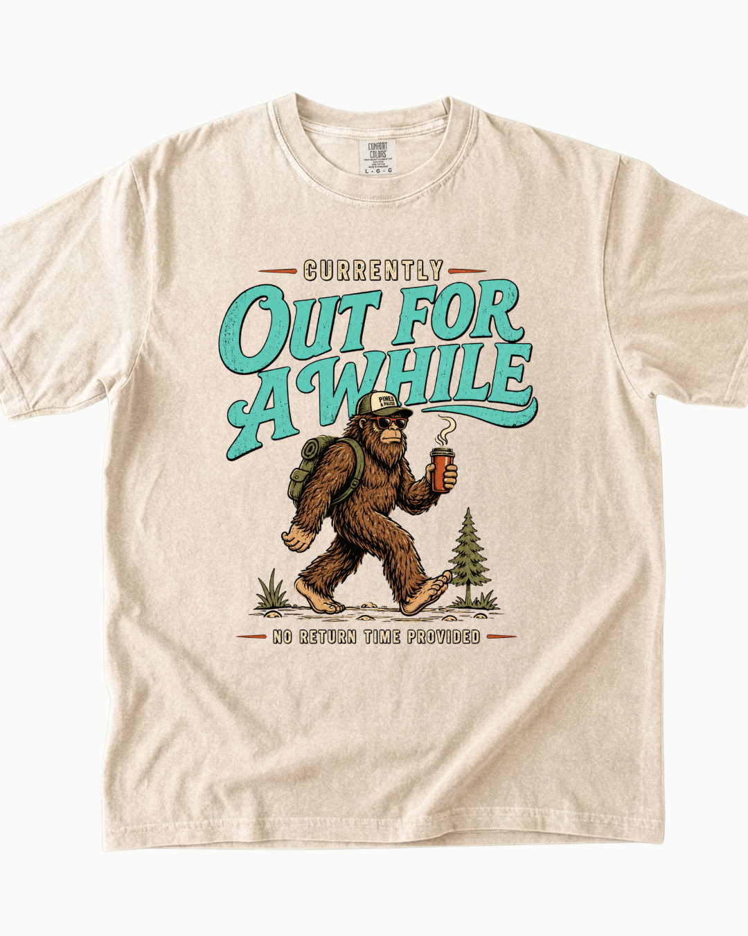 Currently Out for Awhile Bigfoot outdoor T-shirt product mockup