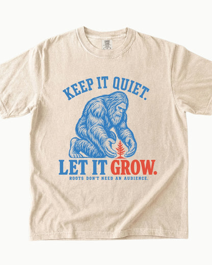 Keep It Quiet Let It Grow Bigfoot graphic T-shirt alternate view 3