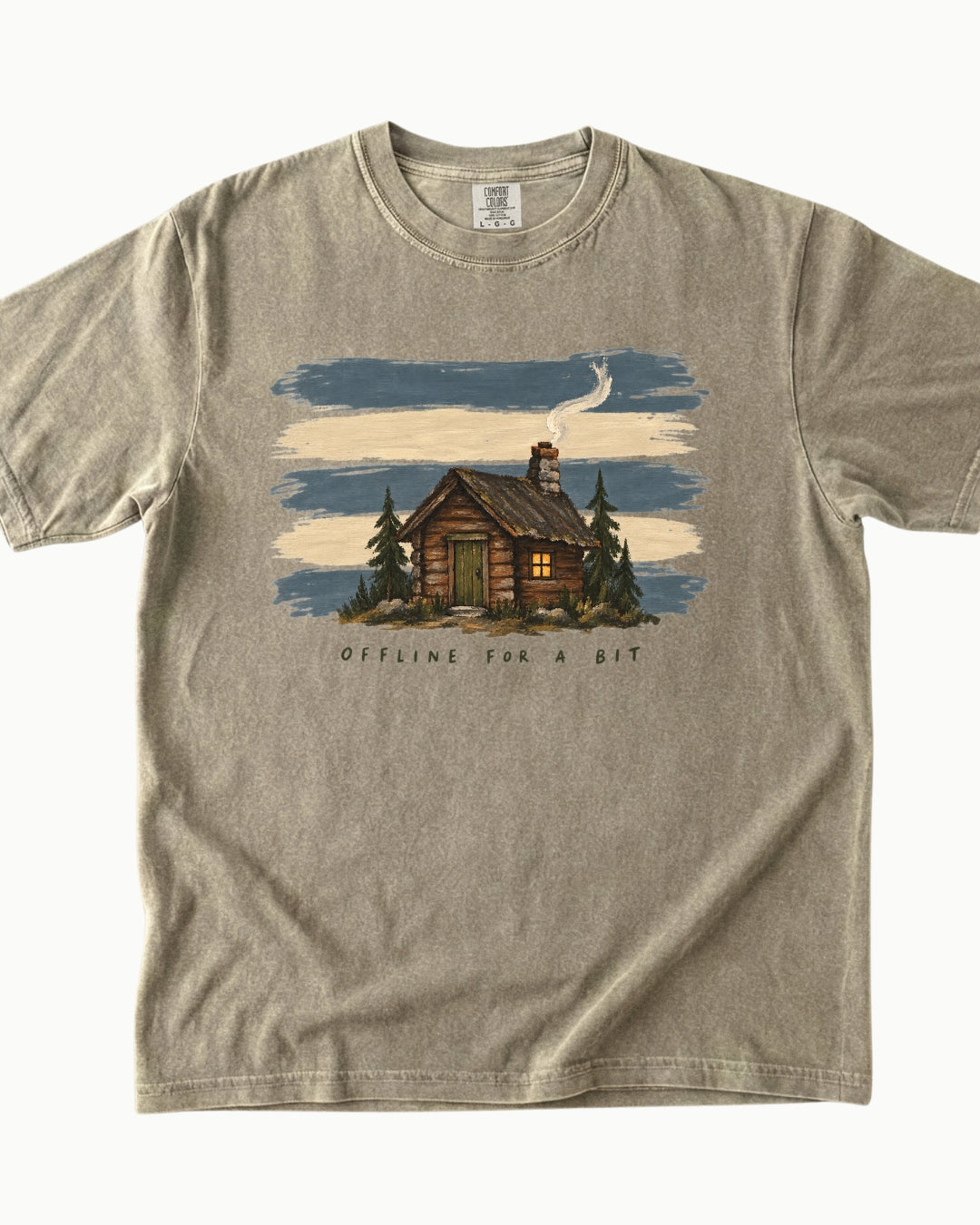 Offline for a Bit cabin nature graphic T-shirt alternate view 4