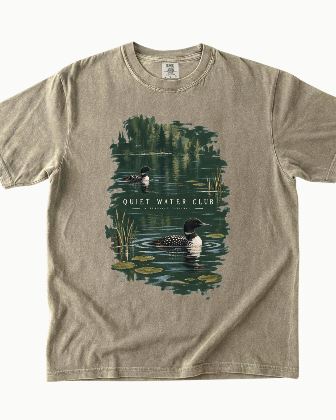 Quiet Water Club loon lake graphic T-shirt alternate view 4