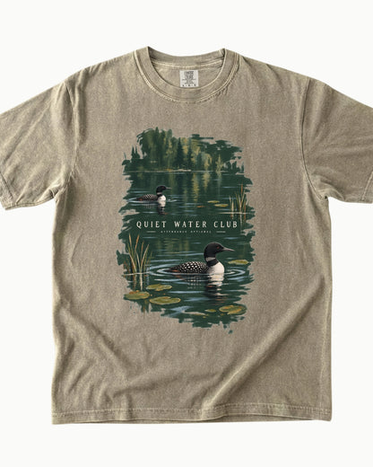 Quiet Water Club loon lake graphic T-shirt alternate view 4