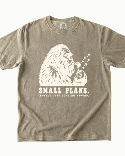 Small Plans Bigfoot blowing dandelion T-shirt alternate view 6