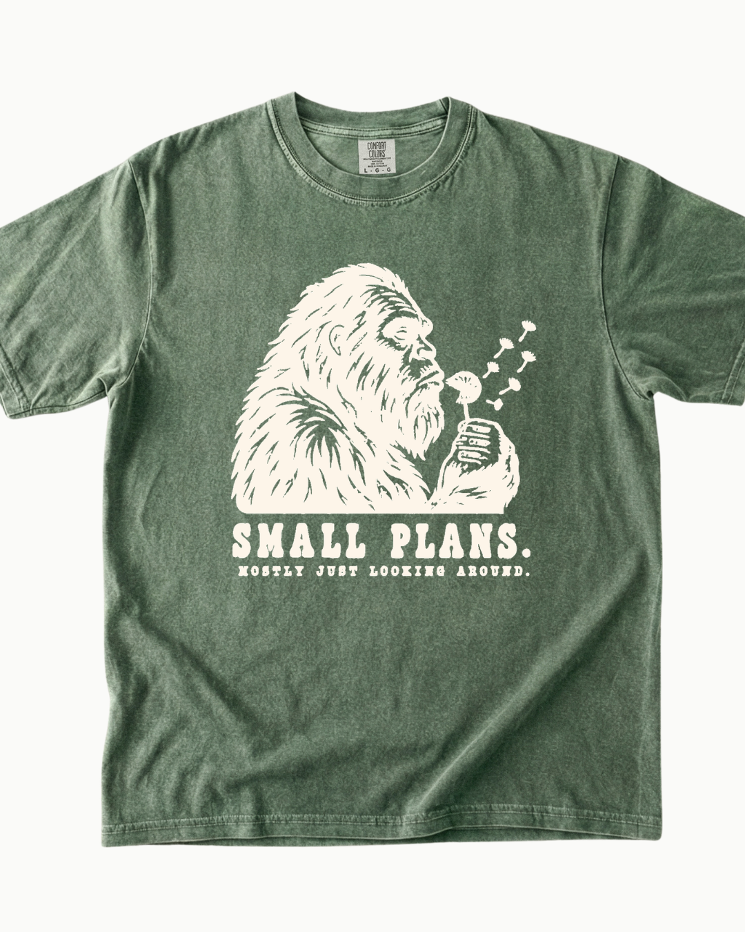 Small Plans Bigfoot blowing dandelion T-shirt alternate view 7